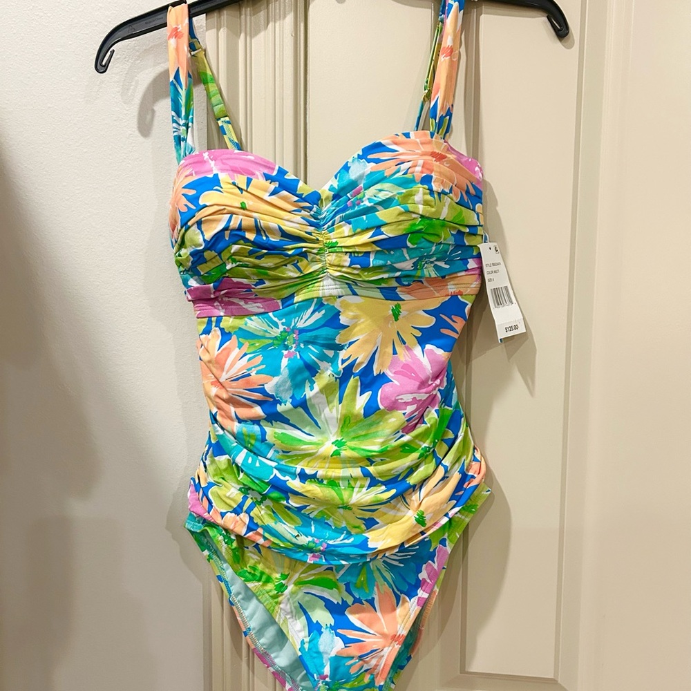 Bleu Rod Beattie Women's Spring It On Shirred Bandeau One Piece Swimsuit size 8